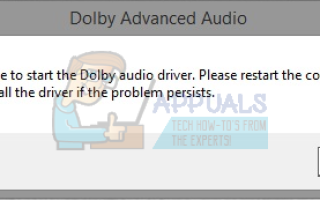 Как исправить Невозможно запустить Dolby Audio Driver Ошибка на Windows 8 и 10 —