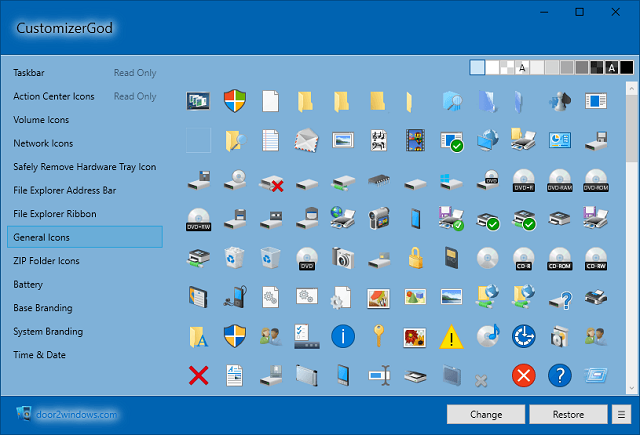 Пример экрана Windows 10 CustomizerGod