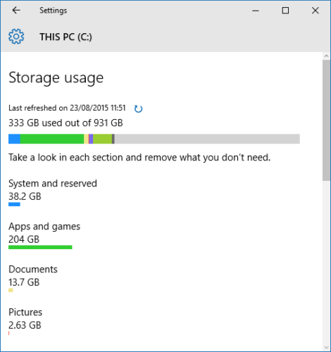 Windows 10 место для хранения
