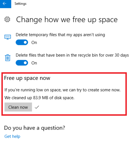Windows 10 настройки системы хранения чистые места сейчас