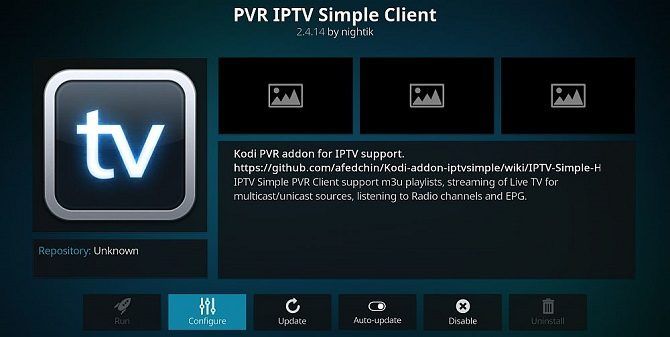 Окно установки PVR IPTV Simple Client