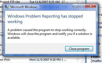 Сообщение об ошибке программы Windows