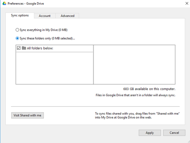 Папки Google Drive Sync