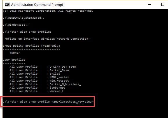 Как найти сохраненные пароли Wi-Fi для прошлых сетей в Windows 10 Command Window02