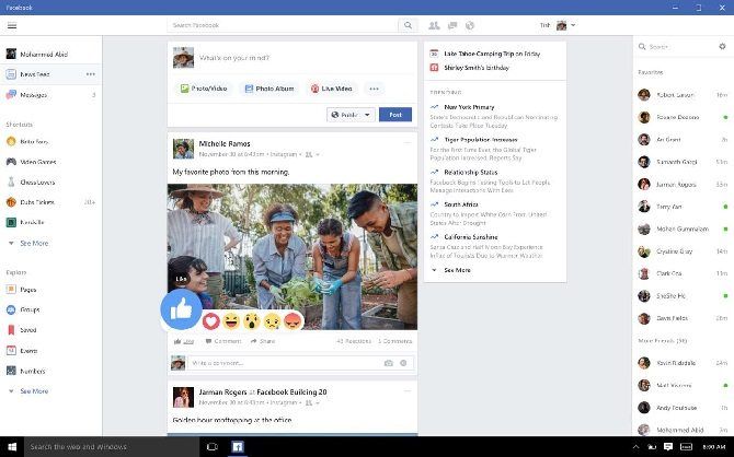 приложение для Windows 10 Facebook
