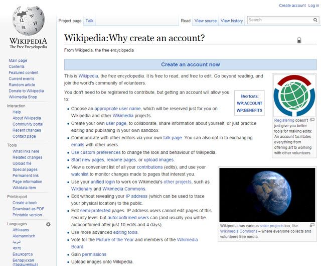 Регистрация в Википедии