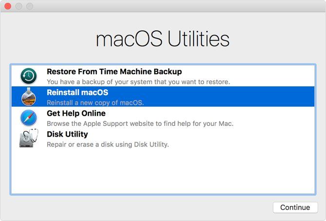 Переустановка macOS из macOS Recovery