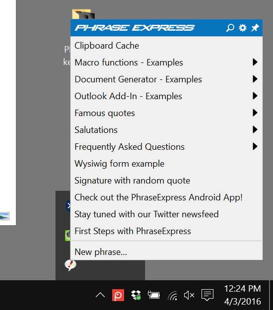 пример пользовательского интерфейса фразуexpress