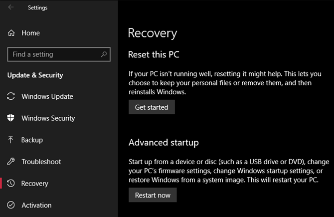 Windows, 10-Recovery-Reset