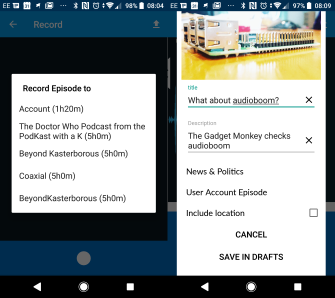 Приложение Audioboom для Android подкастинга