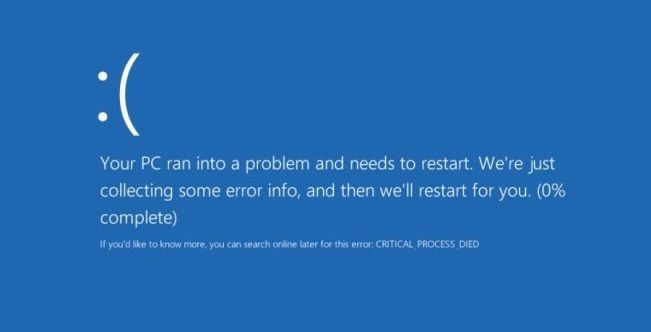 критический процесс умер код исправить Windows