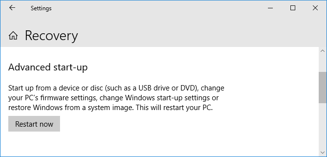 Расширенные настройки запуска в Windows 10