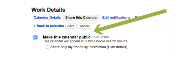 Сделать Календарь Google общедоступным