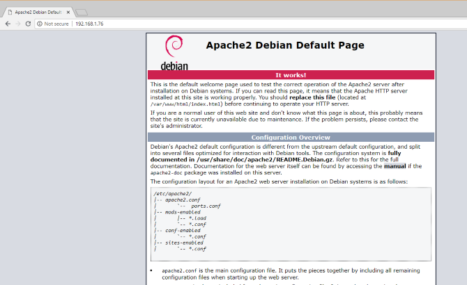 Сервер Apache установлен на Raspberry Pi