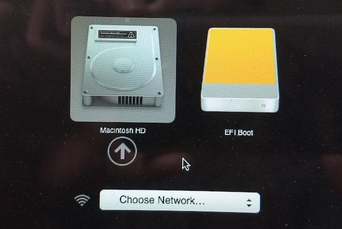 Экран выбора загрузки MacOS