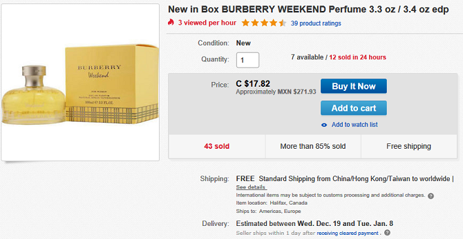 Самые продаваемые товары на ebay - парфюмерия
