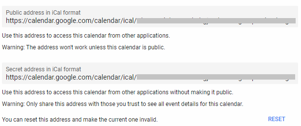 гугл календарь ical формат адрес