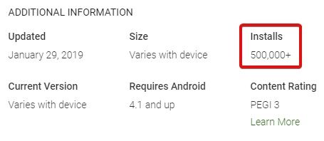 Google Play App Количество загрузок