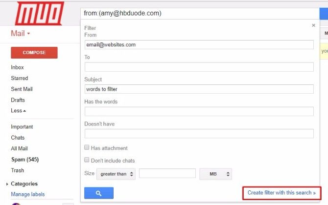 подсказка спам-фильтра Gmail
