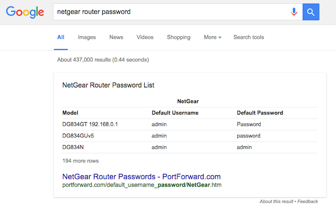 Поиск списка паролей Netgear Router