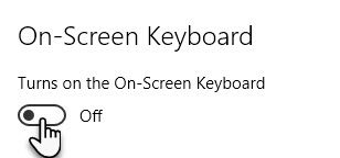 Как включить / отключить экранную клавиатуру в Windows 10 OSK Toggle Off