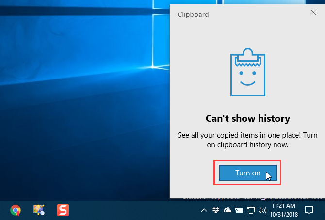 Включить историю буфера обмена в буфере обмена в Windows 10