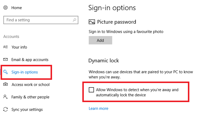 Windows 10 динамическая блокировка