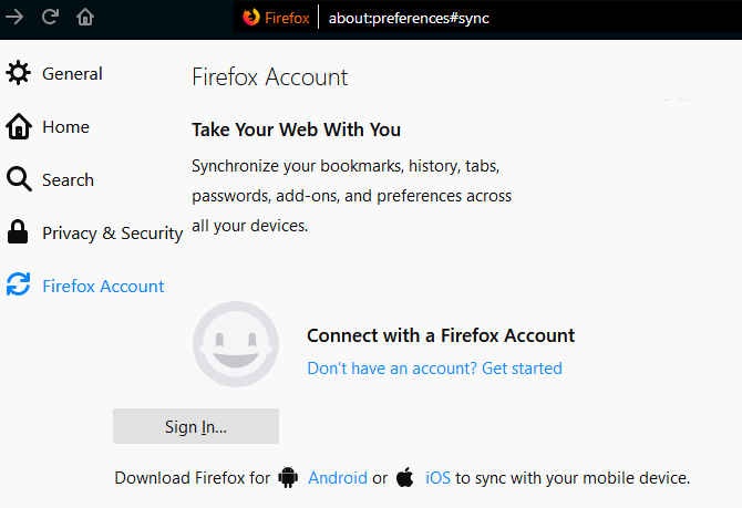Firefox Sync Enable