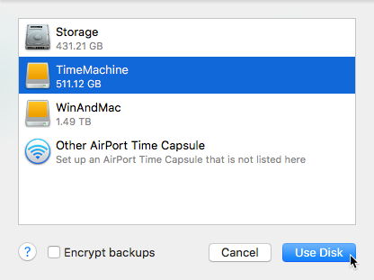 Time Machine Use Disk