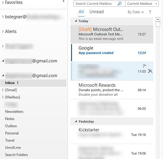 Outlook Управление Gmail