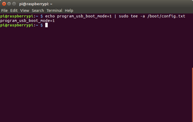 Загрузочный терминал Linux Raspberry Pi 3 с USB