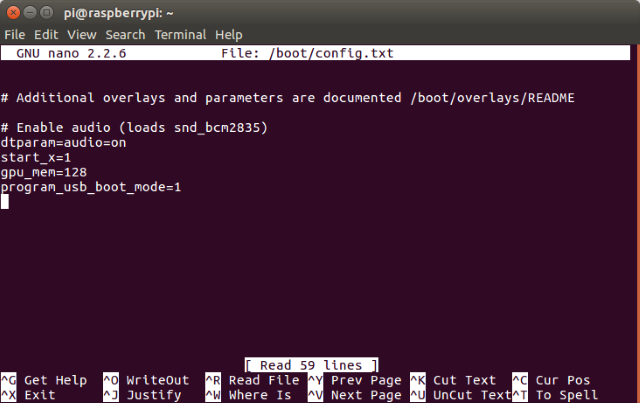 Загрузочный терминал Linux Raspberry Pi 3 с USB Nano Править