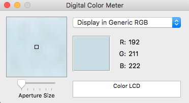 Цифровой измеритель цвета Меню выбора цвета для Mac