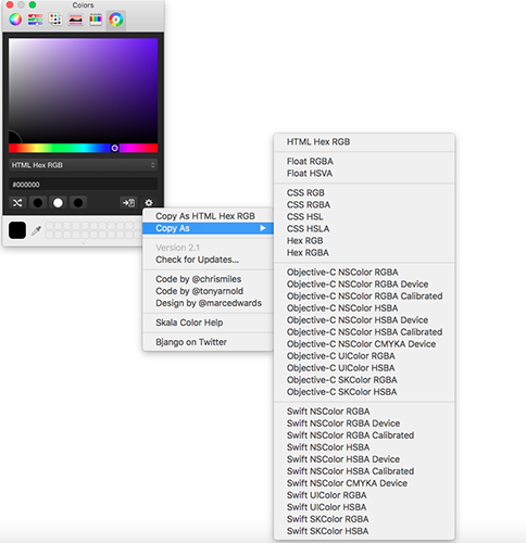 Палитра цветов Skala для форматов Mac