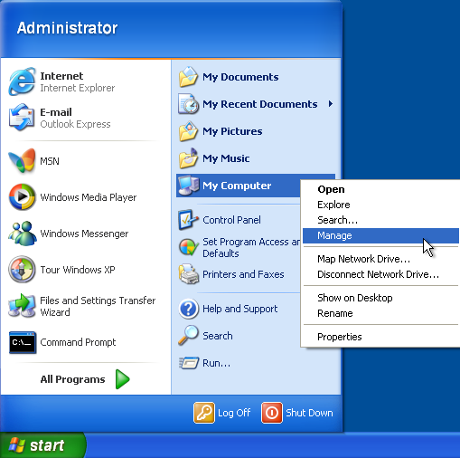 Windows XP Start