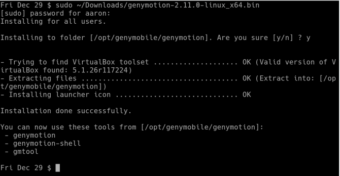 эмулировать linux genymotion installer1