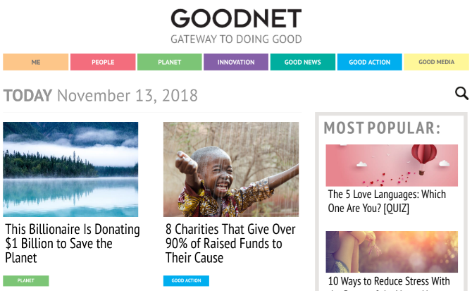 Goodnet для вдохновляющих новостей