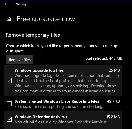 Windows 10 Free Storage Апрель 2018 Обновление