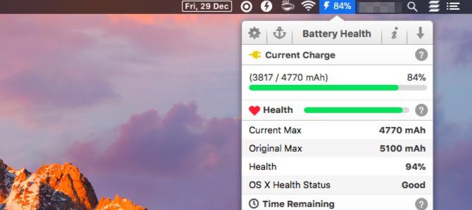 Battery-Health-Mac Строка меню приложений