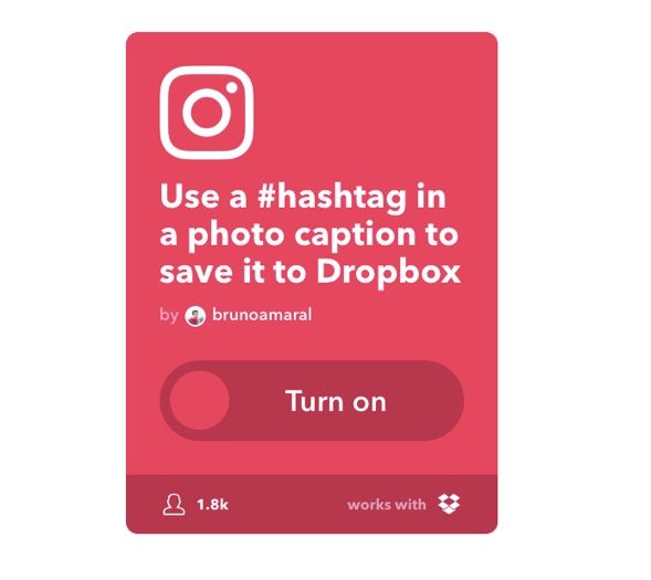 IFTTT Applet - Instagram для Dropbox