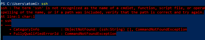 SSH не установлен в Windows 10