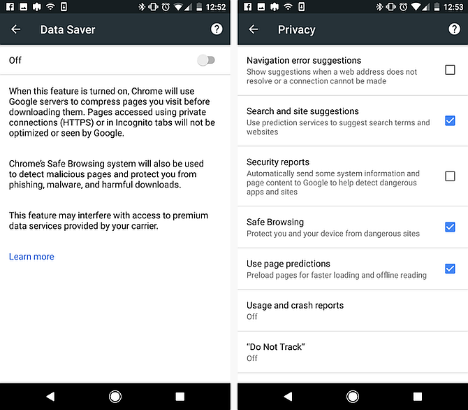 Chrome на Android - обмен, история, конфиденциальность