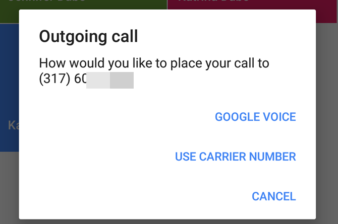 Исходящий звонок Google Voice