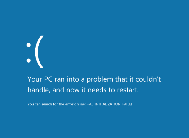 Скриншот Windows 10 Blue Screen of Death