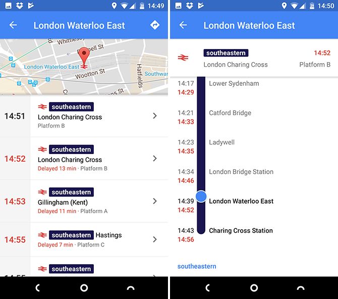 Google Maps Android время поезда