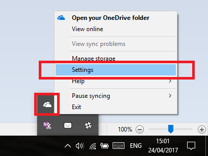 Настройки onedrive для Windows 10