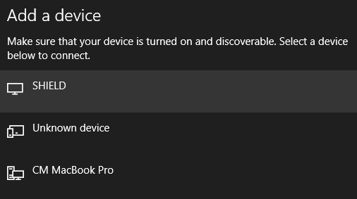 Windows 10 добавить результаты окна Bluetooth