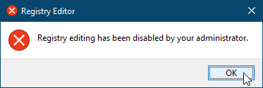 Редактирование реестра было отключено вашим сообщением администратора в Windows 10