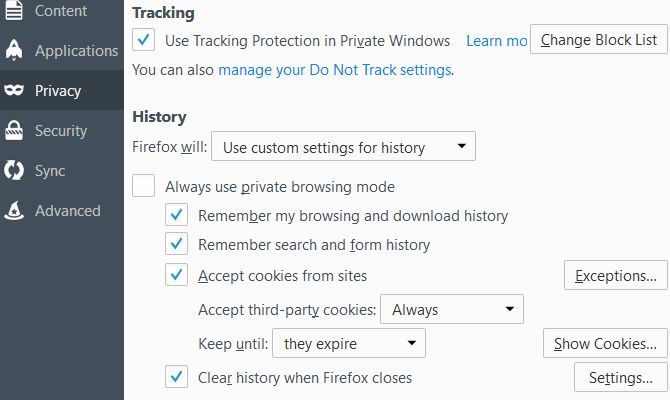 Как вручную и автоматически очистить историю браузера Параметры конфиденциальности Firefox