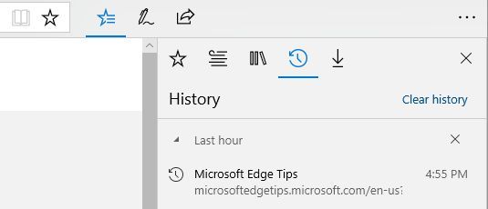 Microsoft Edge Очистить историю